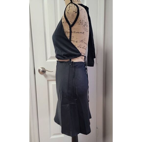 Princess Poly Satin Halter Mini Black Dress 4 - Picture 3 of 8